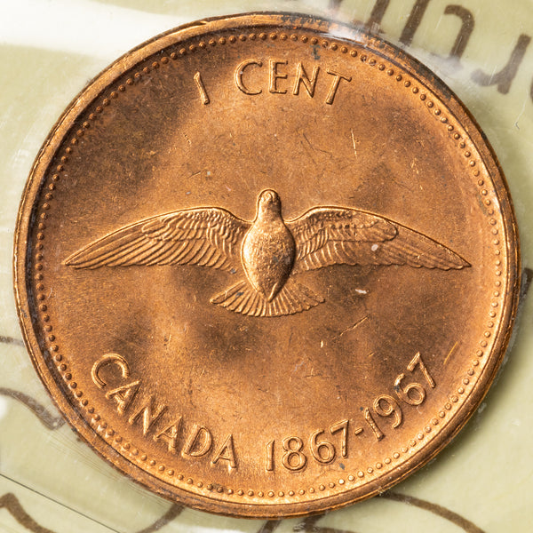 Canada 1967 Double Date 1 Small Cent Coin - ICCS MS-65 - The