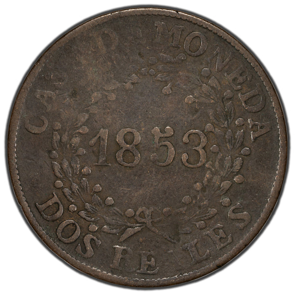 Argentina Buenos Aires 1853 2 Reales Coin CJ 18 The Toronto