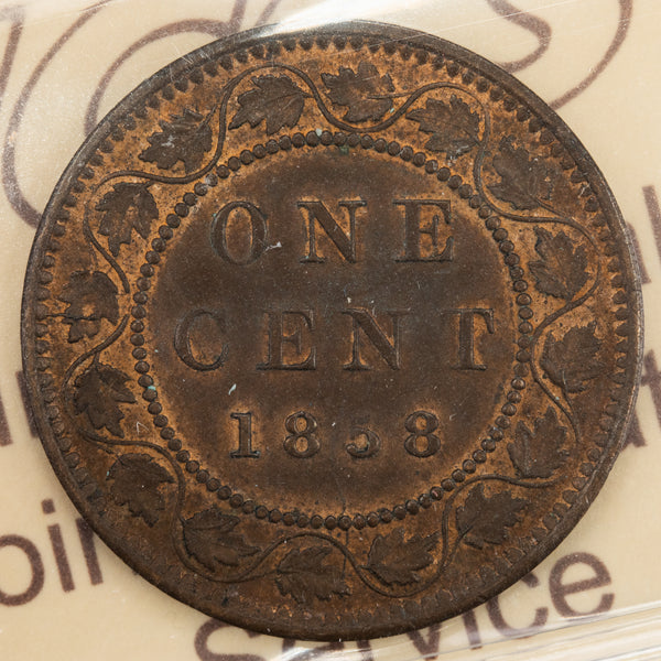 SOLD Canada 1858 1 Large Cent Coin - First Year of Issue - ICCS MS