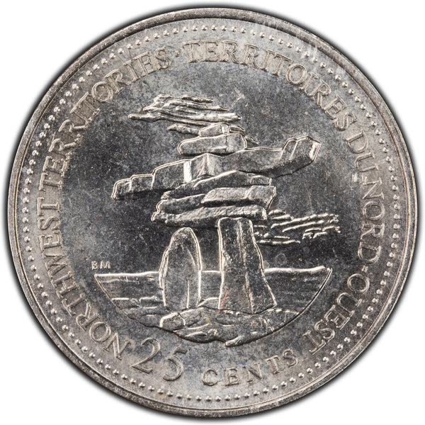 Canada 1992 NWT 25 Cents Quarter Coin - ICCS MS-60 Large Planchet