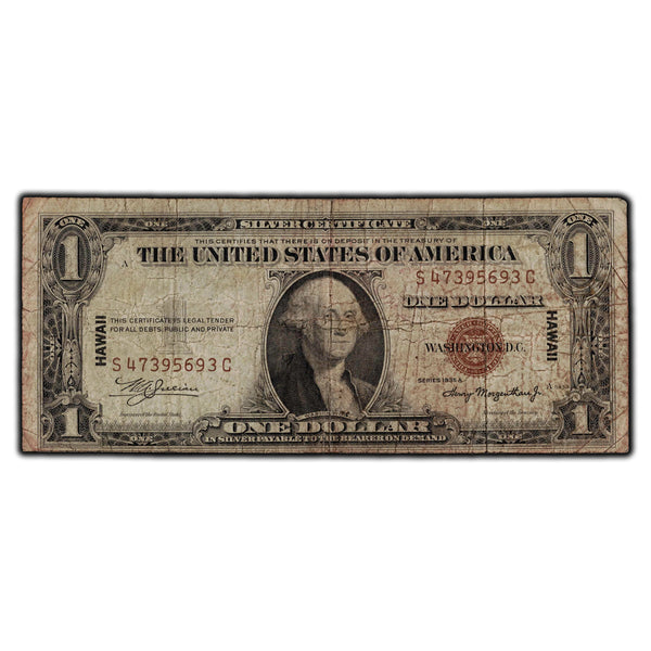 Silver Certificate Hawaii one dollar series of store 1935A