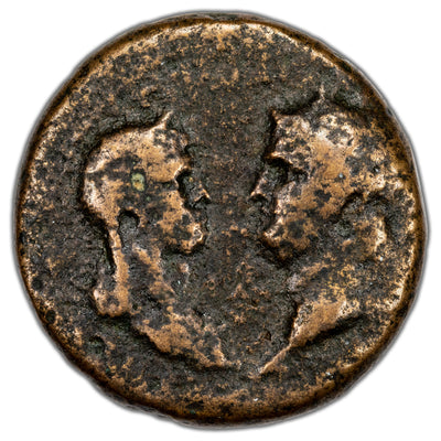 SOLD Ancient Rome Provincial Lydia AD 66-68 Nero & Statilia Messalina AE-24 Coin RPC #2545