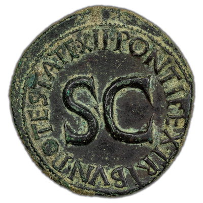 Ancient Rome AD 10-12 Tiberius, under Augustus AE As Coin RIC #469 11.34g 31mm