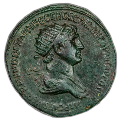 SOLD Ancient Rome AD 116-17 Trajan AE Dupondius Coin RIC #676 BMC #1052 15.83g