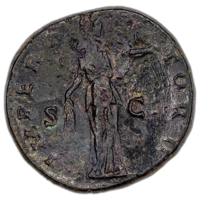 SOLD Ancient Rome AD 143 Antoninus Pius AE Sestertius Coin RIC #716 24.79g 31mm