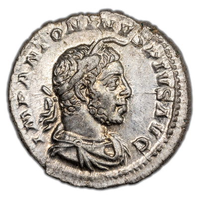 Ancient Rome AD 221 Elagabalus AR Denarius Coin RIC #49 BMC #260 2.96g