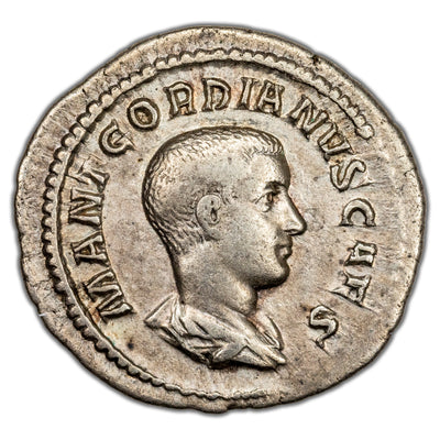 SOLD Ancient Rome AD 238 Gordian III AR Denarius Coin RIC #1 3.06g 21mm