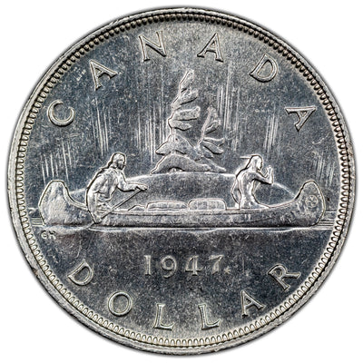 SOLD Canada 1947 ML Maple Leaf 2xHP $1 Silver Dollar Coin - AU