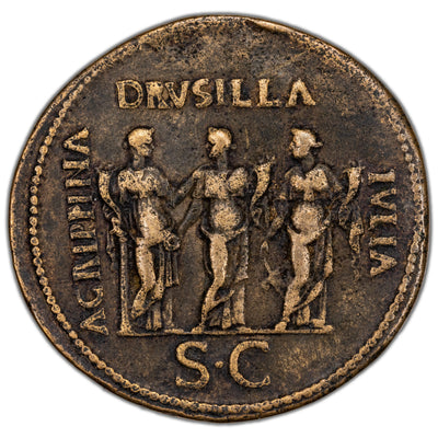 SOLD Ancient Rome Caligula Paduan AE Dupondius Coin Ric #33 Paduan Imitation After Cavino