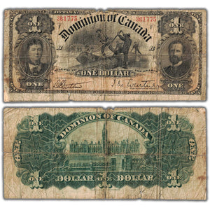 $1 1898 Dominion of Canada Note Courtney Series F DC-13b - Many Edge Tears