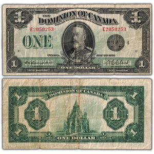 $1 1923 Dominion of Canada Note Black Seal Series E DC-25o - F/VF (tears)