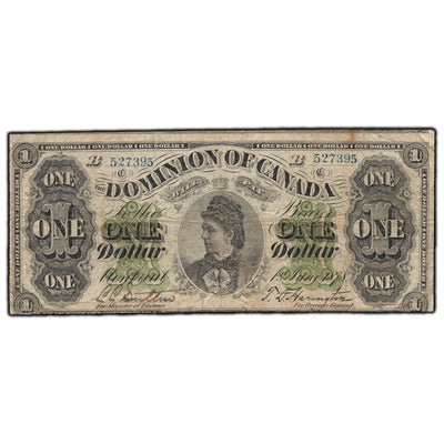 $1 1878 Dominion of Canada Note Payable at Montreal DC-8e-ii - Cutting Error