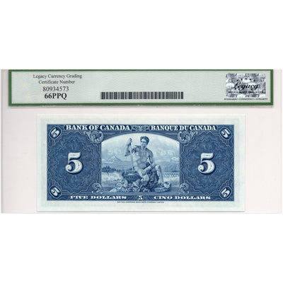 SOLD $5 1937 Bank of Canada Note Gordon-Towers T/C Prefix BC-23b - Legacy UNC-66 PPQ