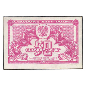 SOLD Poland 1944 50 Groszy Note P-104 - AU+