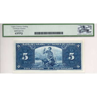 SOLD $5 1937 Bank of Canada Note Coyne-Towers Z/C Prefix BC-23c - Legacy UNC-63 PPQ