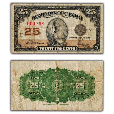 25 Cents 1923 Dominion of Canada Shinplaster Note DC-24c - Fine