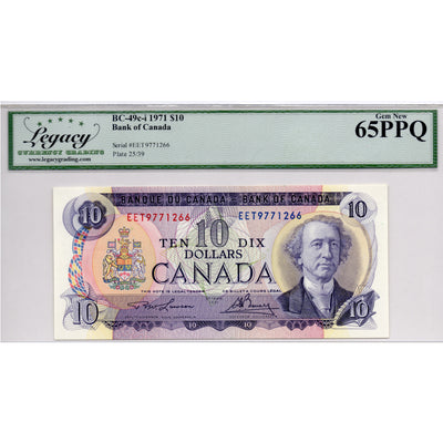 SOLD $10 1971 Bank of Canada Note EET Prefix 21 Known BC-49c-i - Legacy UNC-65 PPQ