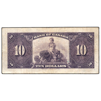 SOLD $10 1935 Bank of Canada Note English Text BC-7 - Pinholes