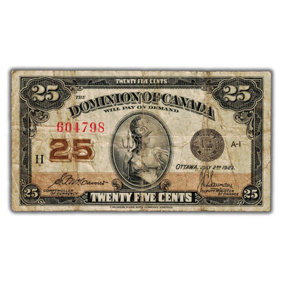 25 Cents 1923 Dominion of Canada Shinplaster Note DC-24c - Fine