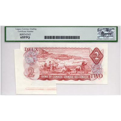 SOLD $2 1974 Bank of Canada Note Major Cutting Error - Legacy Gem UNC-65 PPQ