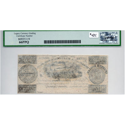 SOLD 15 Pence / 30 Sous 1837 Champlain St Lawrence Rail Road Note - LCG UNC-66 PPQ