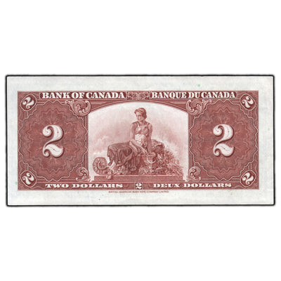 SOLD $2 1937 Bank of Canada Note Coyne-Towers B/R Prefix BC-22c - EF/AU