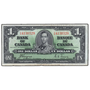 SOLD $1 1937 Bank of Canada Note Coyne-Towers O/N Prefix BC-21d - VF (edge tears)