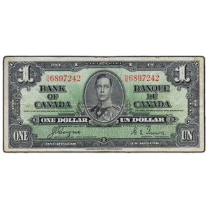 SOLD $1 1937 Bank of Canada Note Coyne-Towers N/N Prefix BC-21d - VF