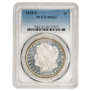 United States 1878-S $1 Morgan Dollar Silver Coin - PCGS MS-63