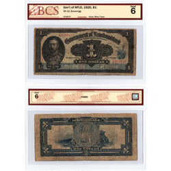 $1 1920 Government of Newfoundland Note Brownrigg NF-12 - BCS G-6