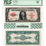 Front and back view of a United States 1923 $1 Red Seal Legal Tender Note, Fr. 40, graded PCGS VF-20, serial number A47977382B.