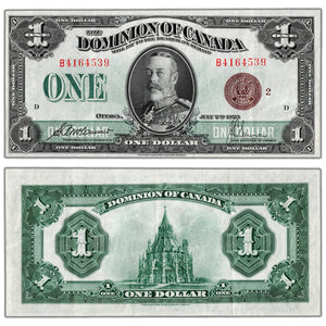 $1 1923 Dominion of Canada Note Bronze Seal Series B DC-25i - About EF