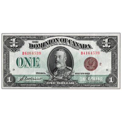 $1 1923 Dominion of Canada Note Bronze Seal Series B DC-25i - About EF