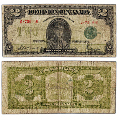 $2 1923 Dominion of Canada Note Green Seal Series G DC-26d - Circulated