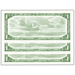 $1 1954 Bank of Canada Notes F/P Short Run Prefix BC-37b-i - 3 Consecutive AU