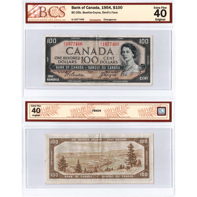 $100 1954 Bank of Canada Note Devil Face Beattie-Coyne BC-35b - BCS EF-40