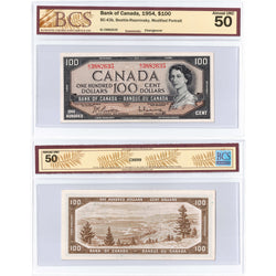 $100 1954 Bank of Canada Note Modified Beattie-Rasminsky BC-43b - BCS AU-50