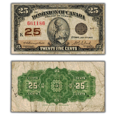 25 Cents 1923 Dominion of Canada Shinplaster Note DC-24d