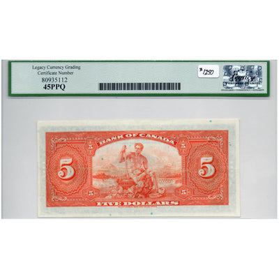 SOLD $5 1935 Bank of Canada Note English Text BC-5 - Legacy EF-45 PPQ