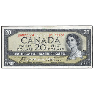 SOLD $20 1954 Bank of Canada Note Devil Face A/E Prefix BC-33a - Very Fine