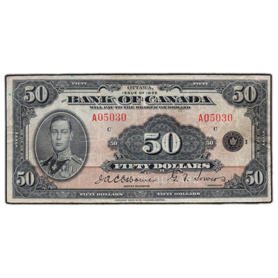SOLD $50 1935 Bank of Canada Note English Text BC-13 - Very Fine