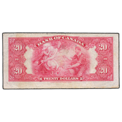 SOLD $20 1935 Bank of Canada Princess Note Small Seal BC-9b - VF (minor edge tears)