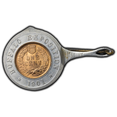 SOLD United States 1901 Indian Head Lucky Penny Buffalo Exposition Encased Pan