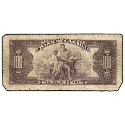 SOLD $100 1935 Bank of Canada Note English Text BC-15 - Damaged/Missing Corners