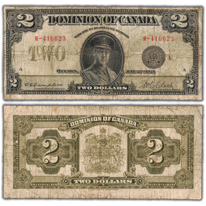 $2 1923 Dominion of Canada Note Black Seal Series W DC-26l - Circulated