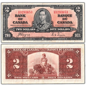 $2 1937 Bank of Canada Note Coyne-Towers H/R Prefix BC-22c - VF/EF