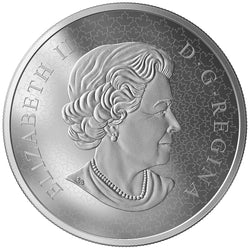 Effigy of Queen Elizabeth II by Susanna Blunt on the obverse side of a 2019 50-dollar 9999 pure silver coin with a serrated edge.