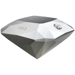 Close-up of a 0.20-carat square-cut Forevermark diamond embedded into a silver coin facet.