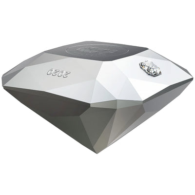 Close-up of a 0.20-carat square-cut Forevermark diamond embedded into a silver coin facet.