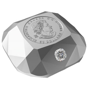 Canada 2024 $50 De Beers Ideal Cushion Diamond Shaped .9999 Fine Silver Coin